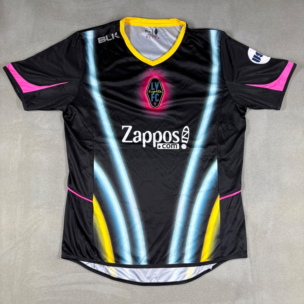 BLK Las Vegas Lights FC Soccer Jersey Mens Large Zappos Neon Black USL Official